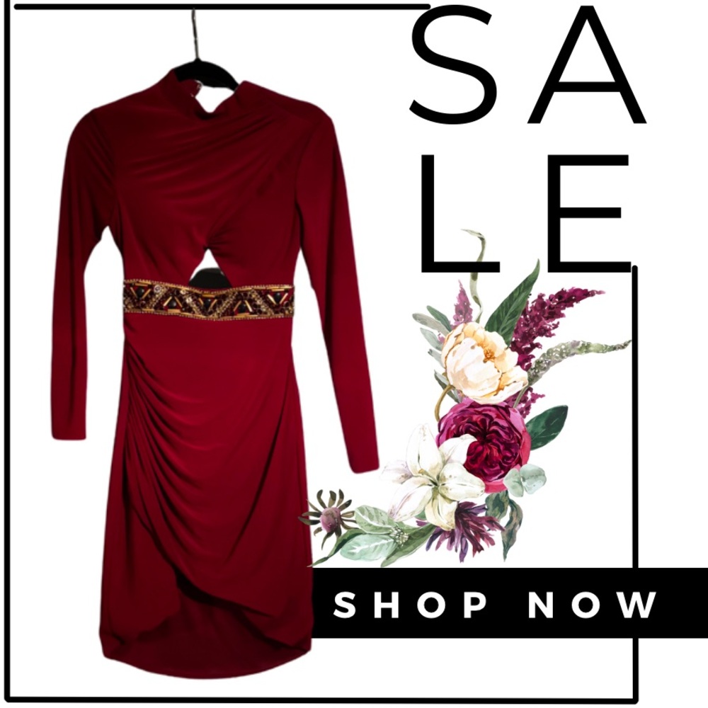 Stunning after five burgundy dress